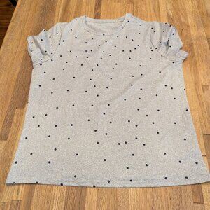 Gray T-Shirt with Black Polka Dots Women's XL Short Sleeves